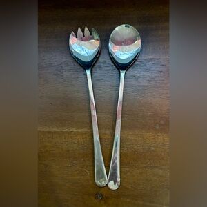Vintage silver-plated Windsor Tipped salad serving set, Sheffield, England